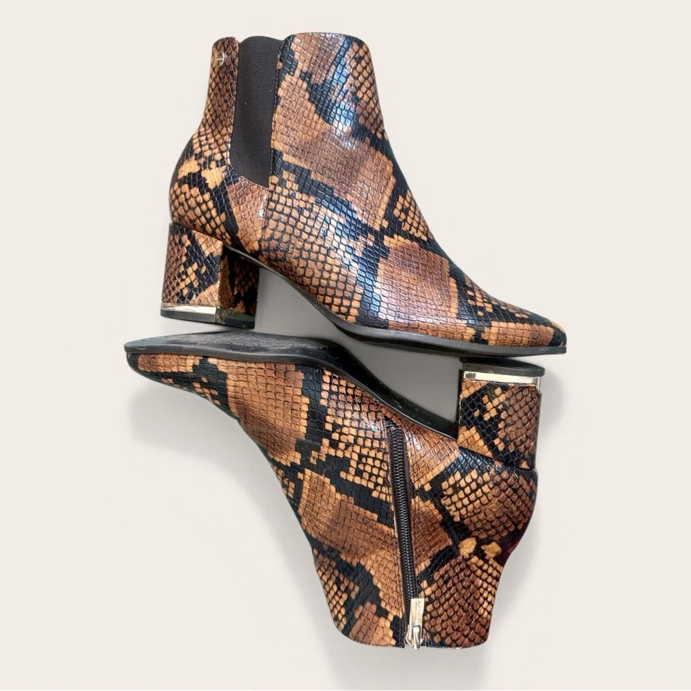 Calvin Klein Fioranna Snake Print Ankle Boots Block Heel Size 6